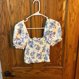 Floral Smocked Blouse with Puff Sleeves